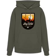 James Hunter - Nature and Beyond Hoodies Khaki / XS Stay Wild – Sunset Deer Badge - Organic Hoodie