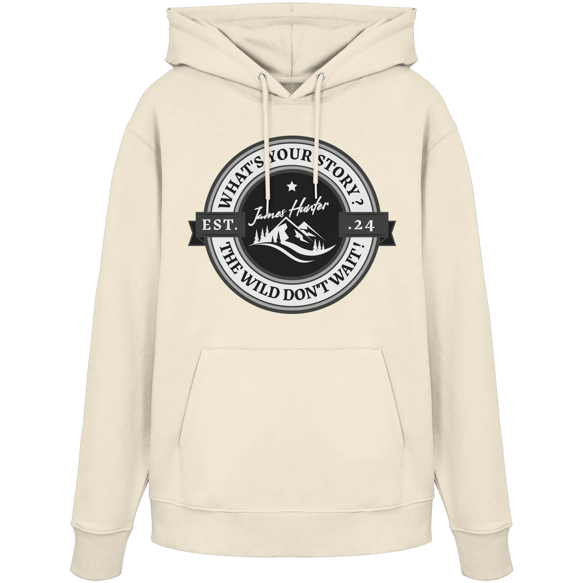 James Hunter - Nature and Beyond Hoodies Natural Raw / XS What's your Story ? Black/Grey on White - Organic Hoodie