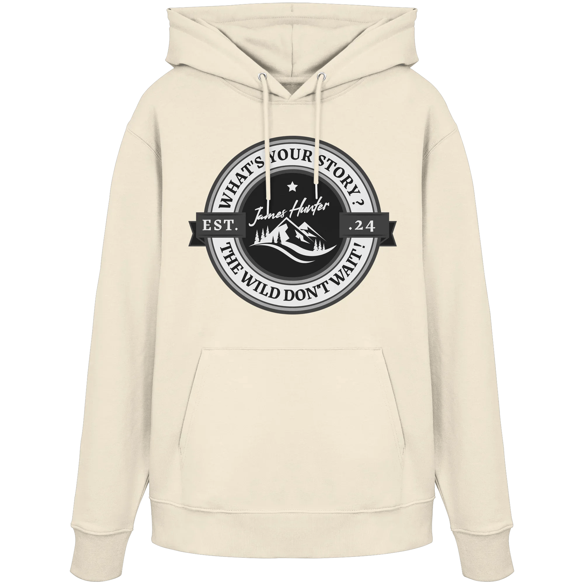 James Hunter - Nature and Beyond Hoodies Natural Raw / XS What's your Story ? Black/Grey on White - Organic Hoodie