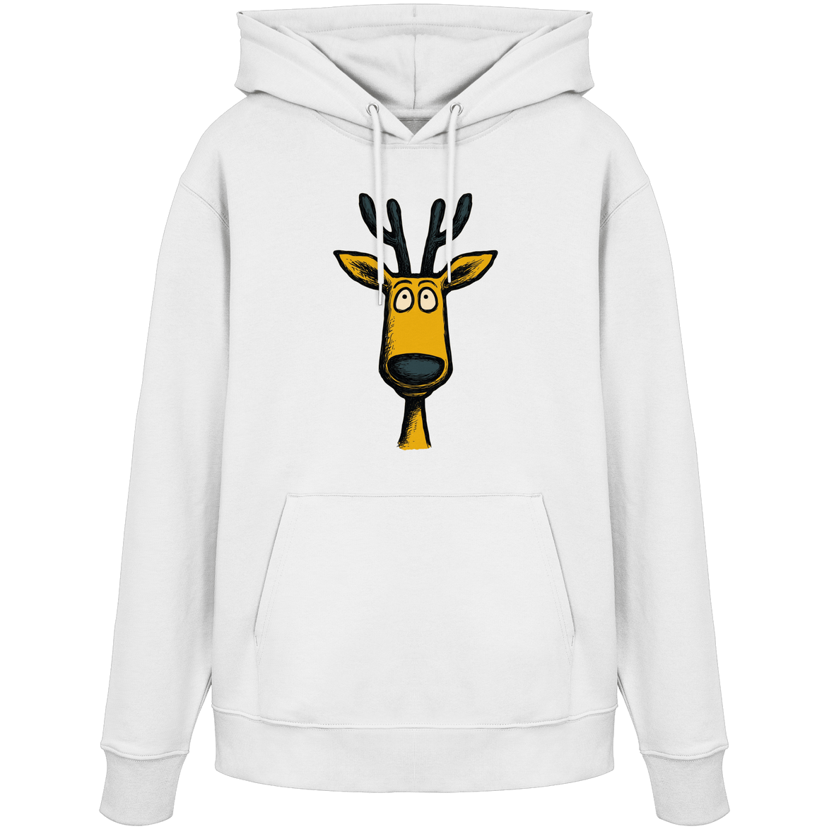 James Hunter - Nature and Beyond Hoodies White / XS Deer Caricature - Organic Hoodie