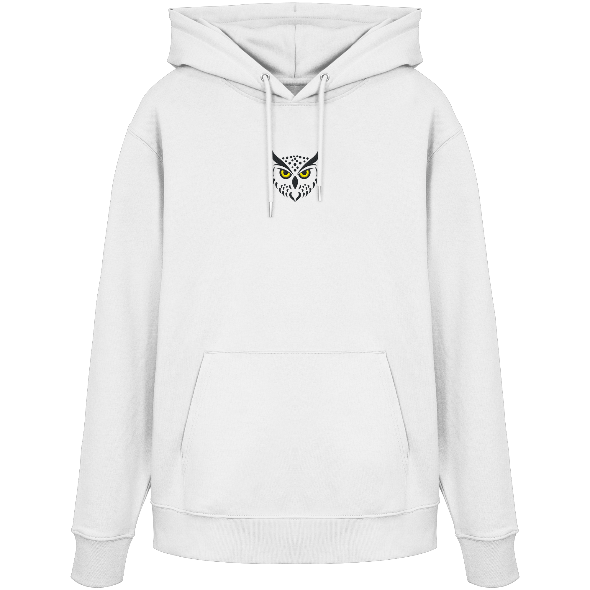 James Hunter - Nature and Beyond Hoodies White / XS Owl Is Watching You (embroidery) - Organic Hoodie