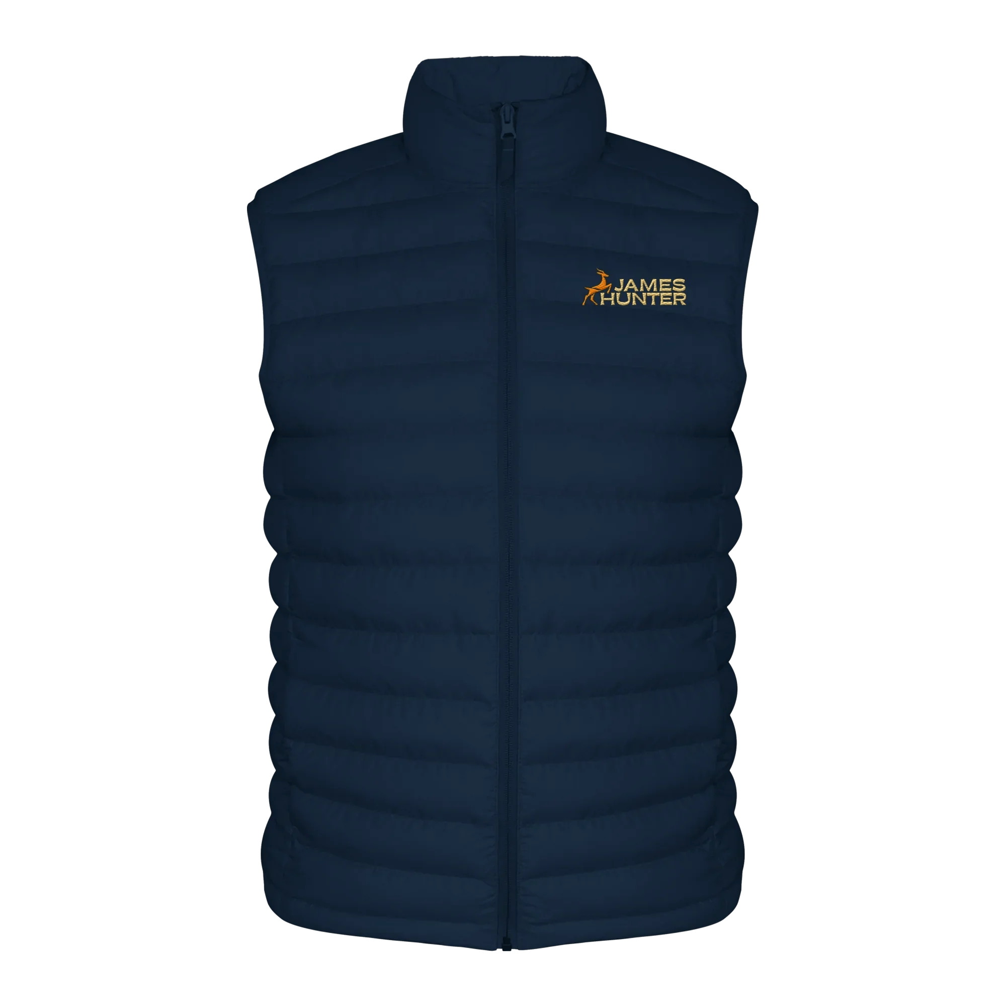 James Hunter - Nature and Beyond Jacken/ Zipper French Navy / S Organic Vest - JH Logo - Orange/Beige/Navy Blue - Organic Bodywarmer