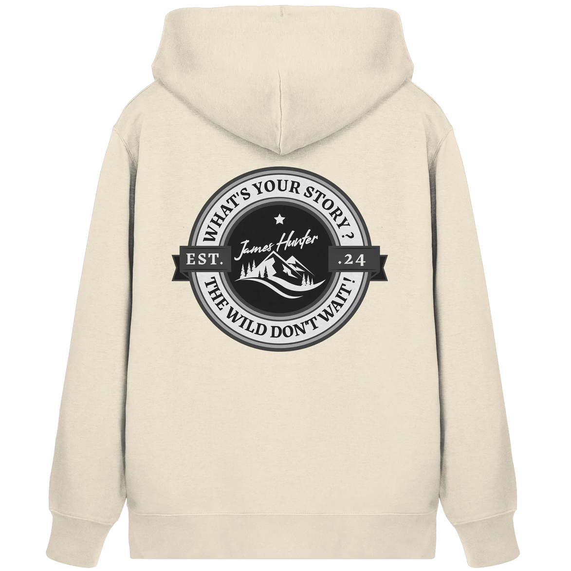 James Hunter - Nature and Beyond Jacken/ Zipper Natural Raw / XS What's your Story ? Black/Grey on White - Organic Zipper