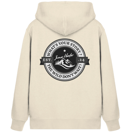 James Hunter - Nature and Beyond Jacken/ Zipper Natural Raw / XS What's your Story ? Black/Grey on White - Organic Zipper