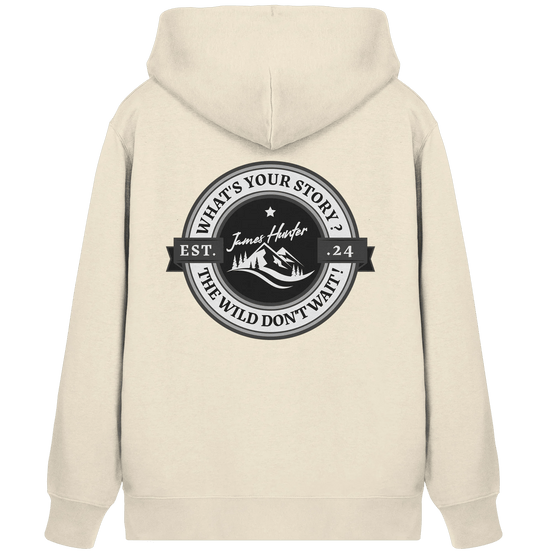 James Hunter - Nature and Beyond Jacken/ Zipper Natural Raw / XS What's your Story ? Black/Grey on White - Organic Zipper