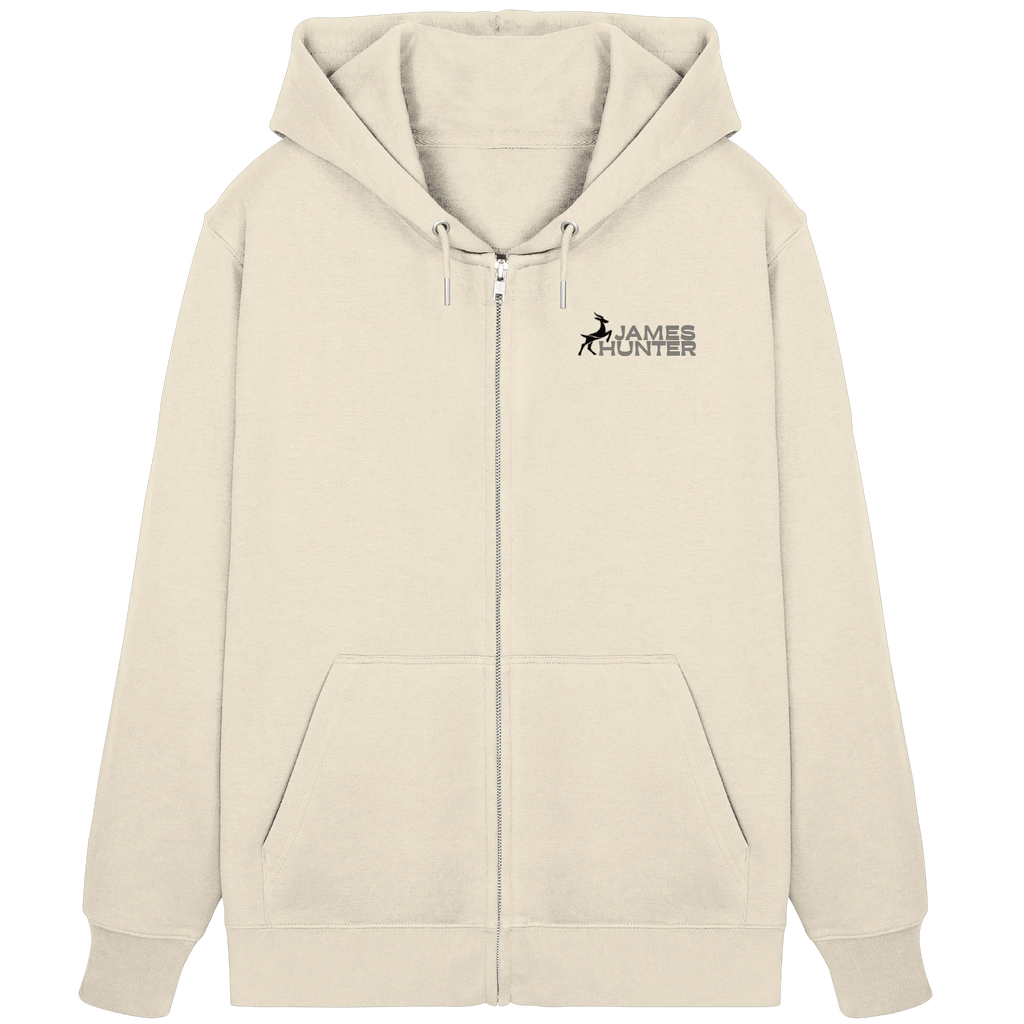 James Hunter - Nature and Beyond Jacken/ Zipper What's your Story ? Black/Grey on White - Organic Zipper