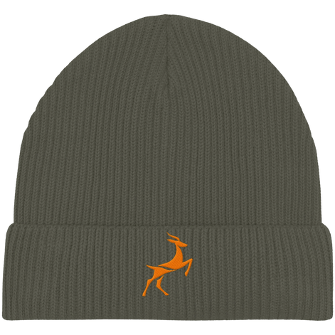 James Hunter - Nature and Beyond Kappen & Mützen Khaki / One Size Organic Beanie - Deer Logo - Khaki