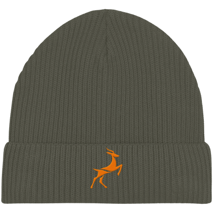 James Hunter - Nature and Beyond Kappen & Mützen Khaki / One Size Organic Beanie - Deer Logo - Khaki