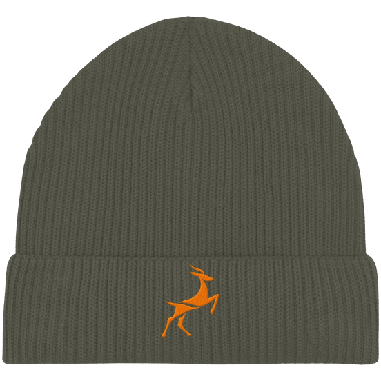 James Hunter - Nature and Beyond Kappen & Mützen Khaki / One Size Organic Beanie - Deer Logo - Khaki