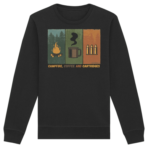 James Hunter - Nature and Beyond Sweatshirts Black / XS Coffe, Campfire and Cartridges - Organic Basic Unisex Sweatshirt