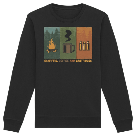 James Hunter - Nature and Beyond Sweatshirts Black / XS Coffe, Campfire and Cartridges - Organic Basic Unisex Sweatshirt