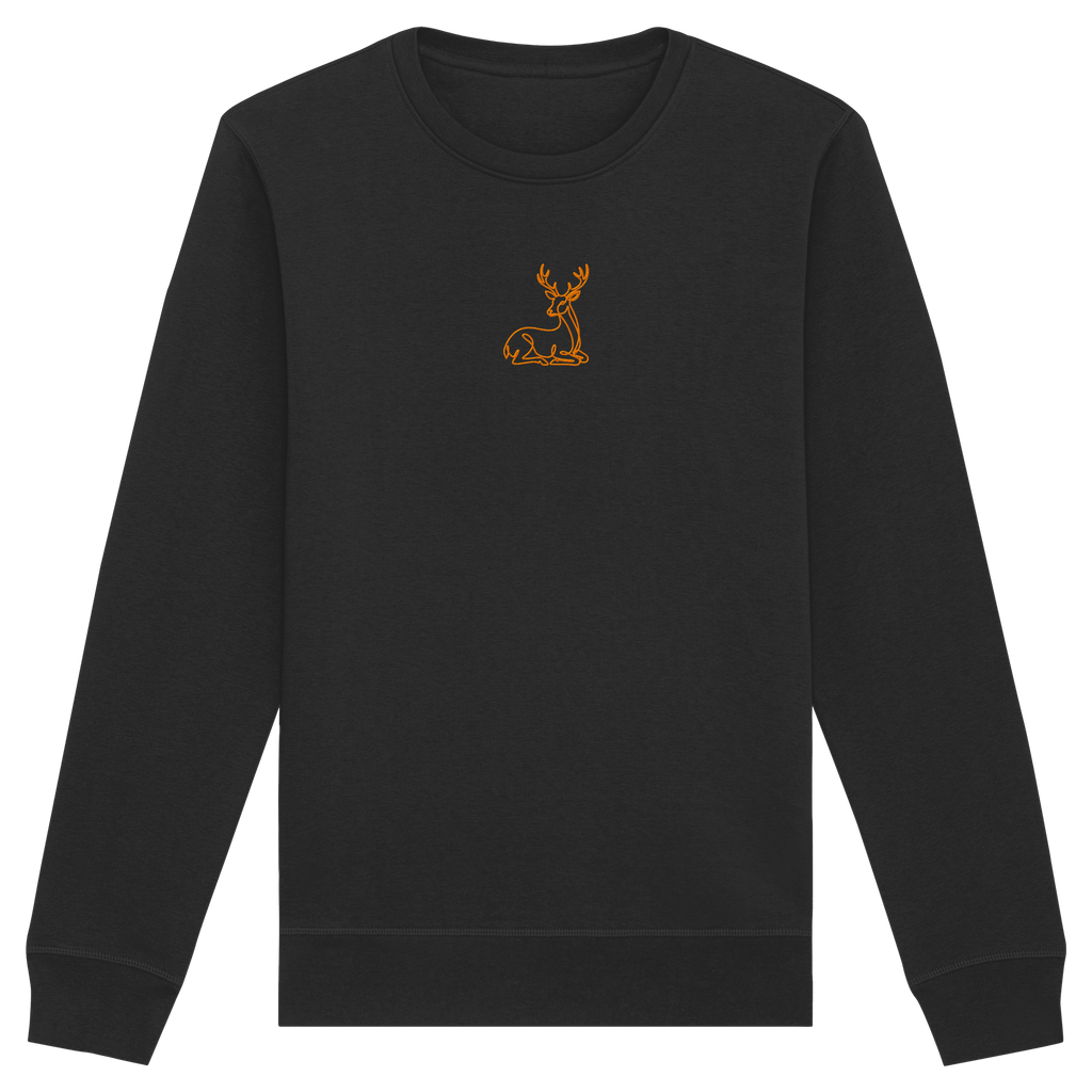 James Hunter - Nature and Beyond Sweatshirts Black / XS Resting Deer (embroidery) - Organic Basic Unisex Sweatshirt