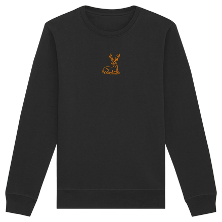 James Hunter - Nature and Beyond Sweatshirts Black / XS Resting Deer (embroidery) - Organic Basic Unisex Sweatshirt