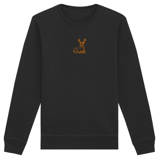 James Hunter - Nature and Beyond Sweatshirts Black / XS Resting Deer (embroidery) - Organic Basic Unisex Sweatshirt
