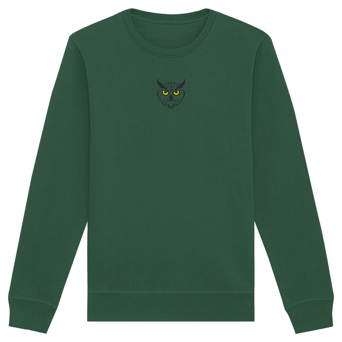 James Hunter - Nature and Beyond Sweatshirts Bottle Green / XS Owl Is Watching You (embroidery) - Organic Basic Unisex Sweatshirt