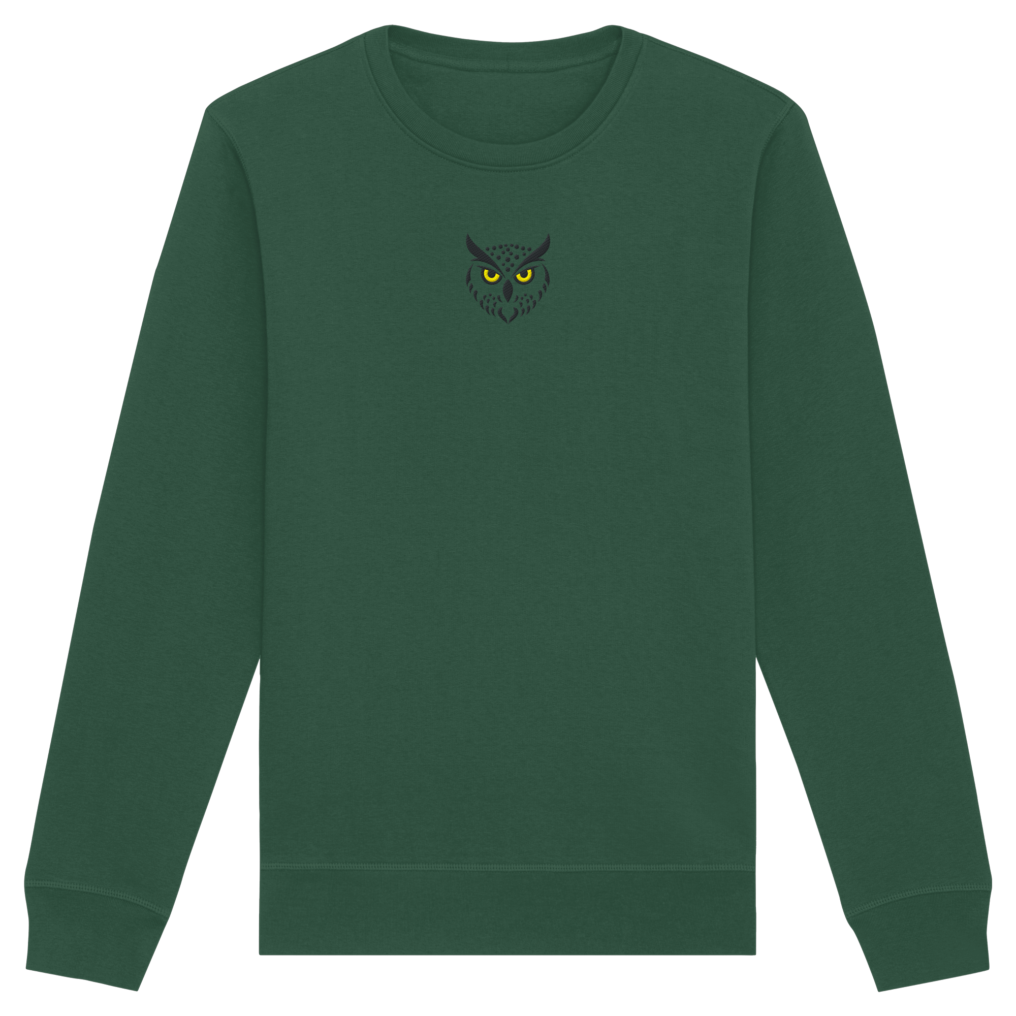 James Hunter - Nature and Beyond Sweatshirts Bottle Green / XS Owl Is Watching You (embroidery) - Organic Basic Unisex Sweatshirt