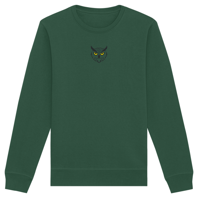 James Hunter - Nature and Beyond Sweatshirts Bottle Green / XS Owl Is Watching You (embroidery) - Organic Basic Unisex Sweatshirt