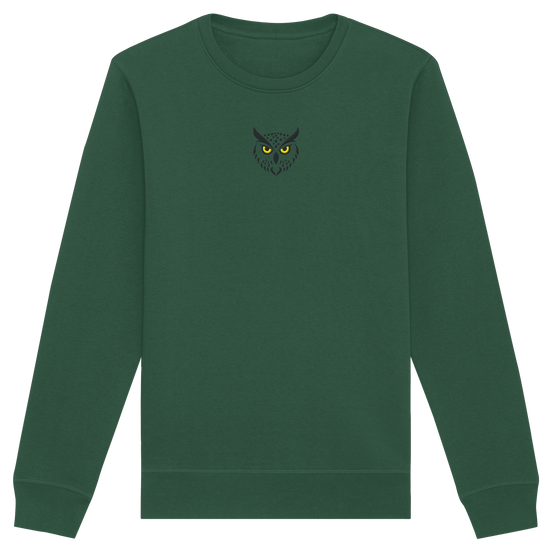 James Hunter - Nature and Beyond Sweatshirts Bottle Green / XS Owl Is Watching You (embroidery) - Organic Basic Unisex Sweatshirt