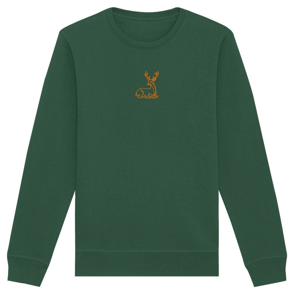 James Hunter - Nature and Beyond Sweatshirts Bottle Green / XS Resting Deer (embroidery) - Organic Basic Unisex Sweatshirt