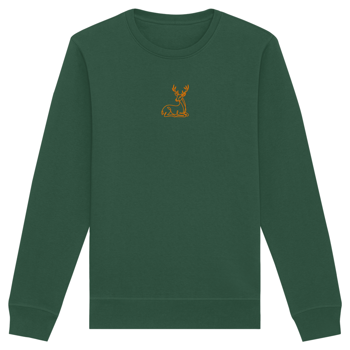 James Hunter - Nature and Beyond Sweatshirts Bottle Green / XS Resting Deer (embroidery) - Organic Basic Unisex Sweatshirt