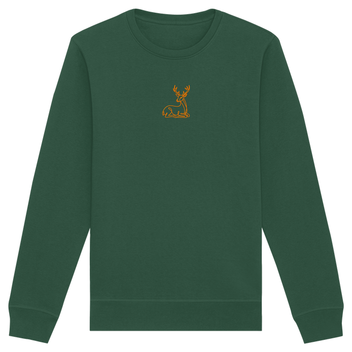 James Hunter - Nature and Beyond Sweatshirts Bottle Green / XS Resting Deer (embroidery) - Organic Basic Unisex Sweatshirt