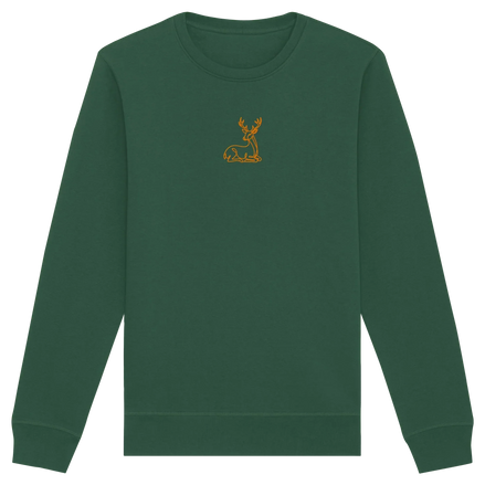 James Hunter - Nature and Beyond Sweatshirts Bottle Green / XS Resting Deer (embroidery) - Organic Basic Unisex Sweatshirt
