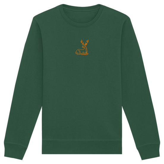 James Hunter - Nature and Beyond Sweatshirts Bottle Green / XS Resting Deer (embroidery) - Organic Basic Unisex Sweatshirt