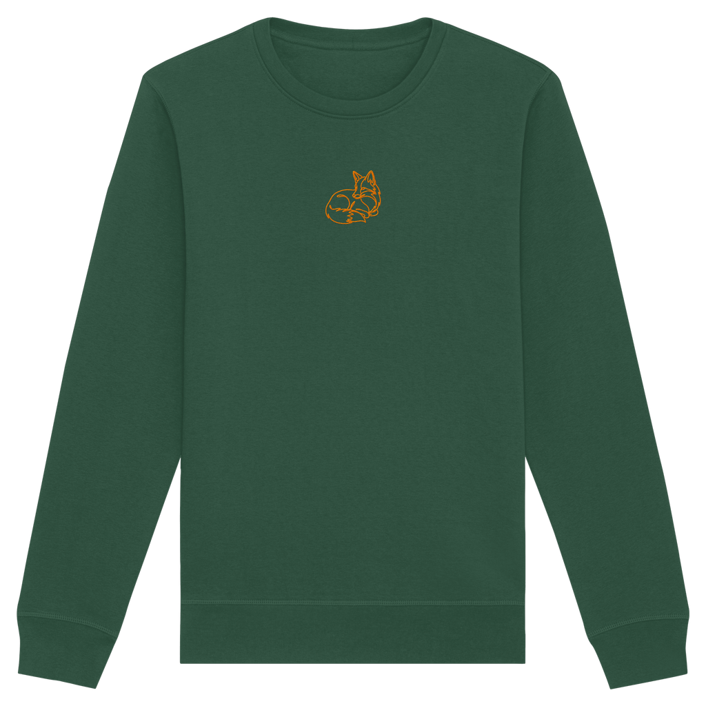 James Hunter - Nature and Beyond Sweatshirts Bottle Green / XS Resting Fox (embroidery) - Organic Basic Unisex Sweatshirt