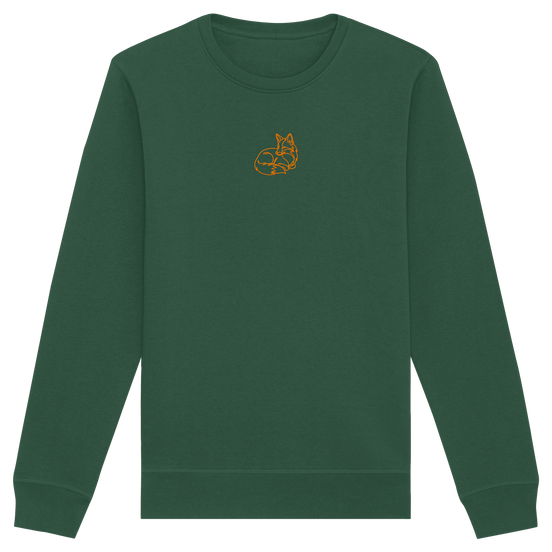 James Hunter - Nature and Beyond Sweatshirts Bottle Green / XS Resting Fox (embroidery) - Organic Basic Unisex Sweatshirt