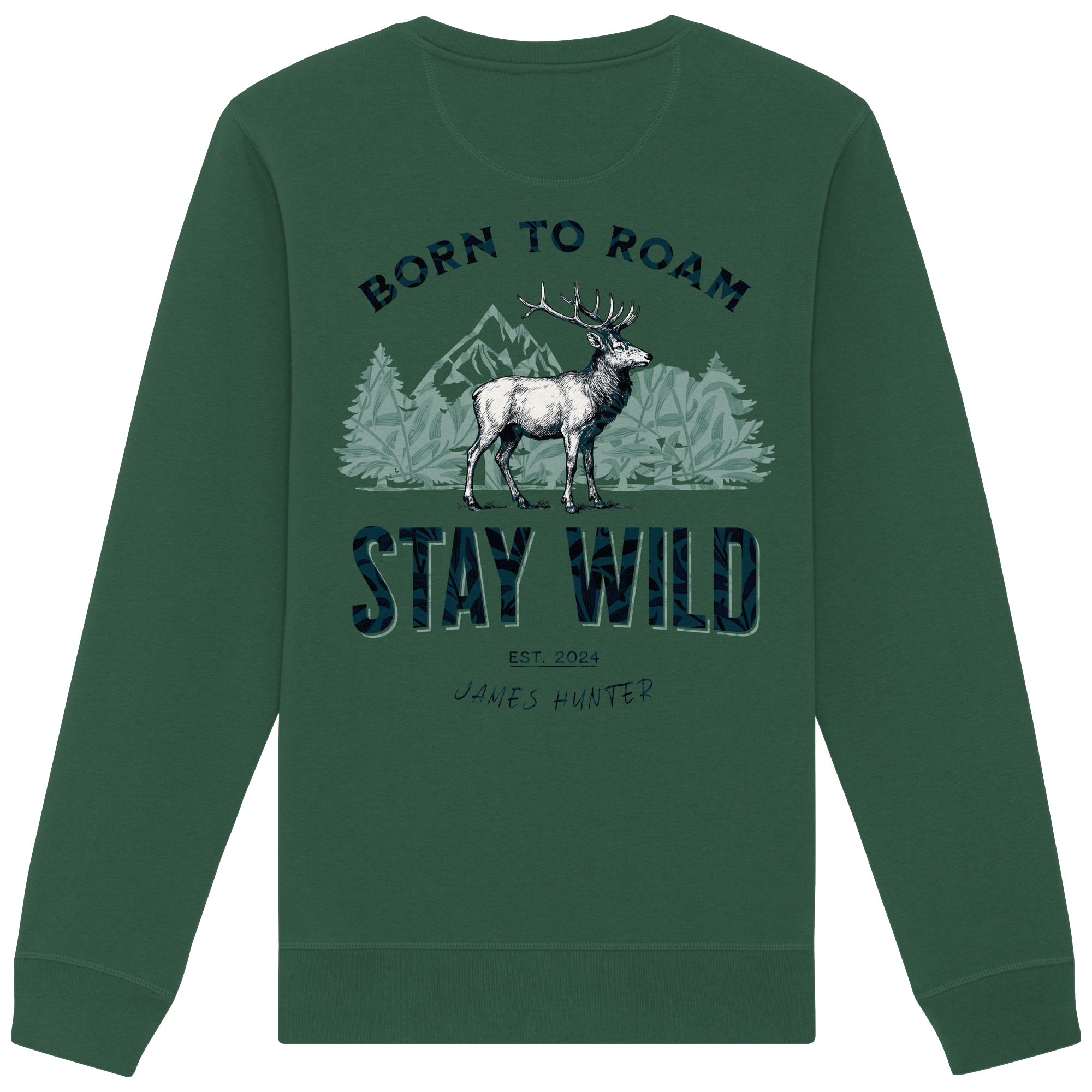 James Hunter - Nature and Beyond Sweatshirts Bottle Green / XS Stay Wild — Born to Roam - Organic Basic Unisex Sweatshirt