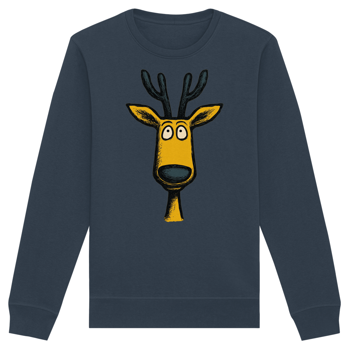 James Hunter - Nature and Beyond Sweatshirts India Ink Grey / XS Deer Caricature - Organic Basic Unisex Sweatshirt
