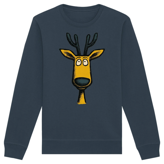 James Hunter - Nature and Beyond Sweatshirts India Ink Grey / XS Deer Caricature - Organic Basic Unisex Sweatshirt