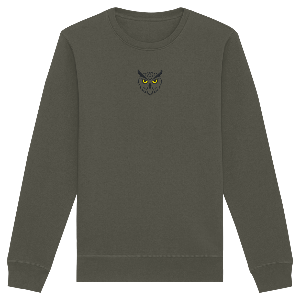 James Hunter - Nature and Beyond Sweatshirts Khaki / XS Owl Is Watching You (embroidery) - Organic Basic Unisex Sweatshirt