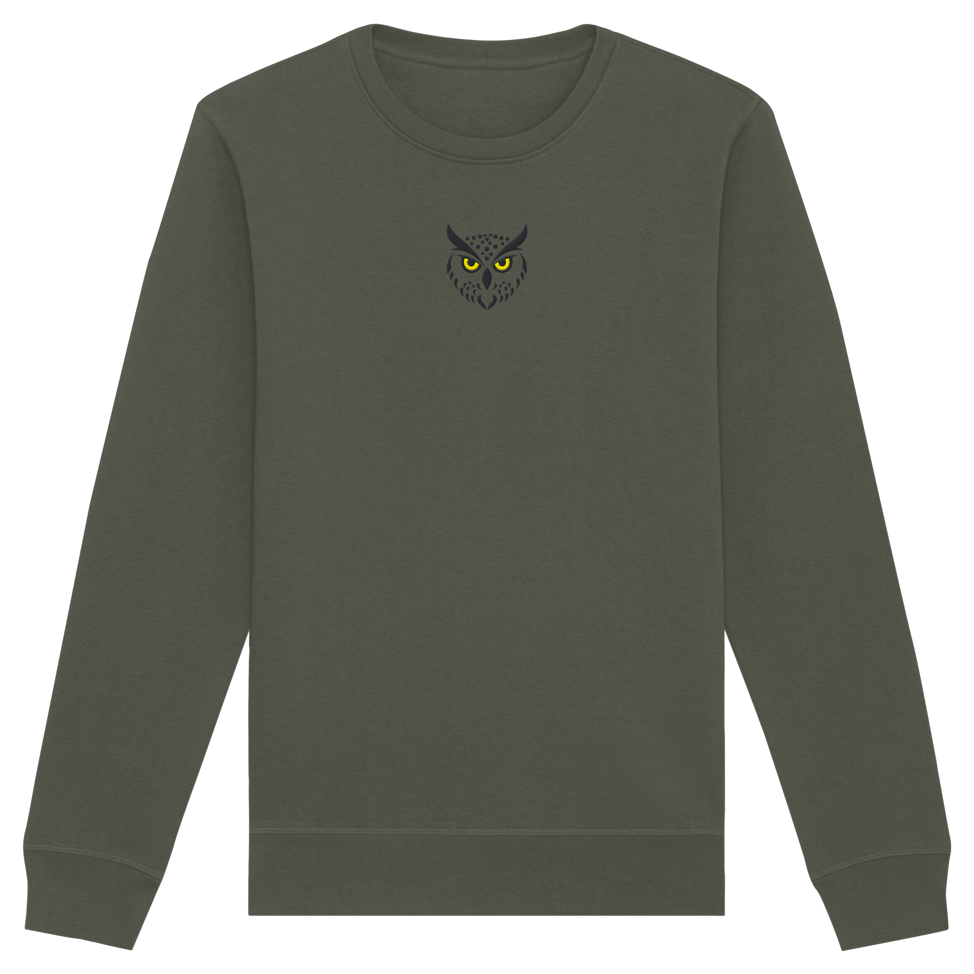 James Hunter - Nature and Beyond Sweatshirts Khaki / XS Owl Is Watching You (embroidery) - Organic Basic Unisex Sweatshirt