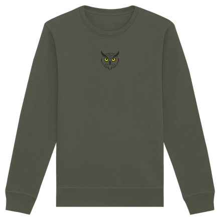 James Hunter - Nature and Beyond Sweatshirts Khaki / XS Owl Is Watching You (embroidery) - Organic Basic Unisex Sweatshirt