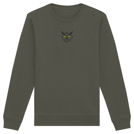 James Hunter - Nature and Beyond Sweatshirts Khaki / XS Owl Is Watching You (embroidery) - Organic Basic Unisex Sweatshirt