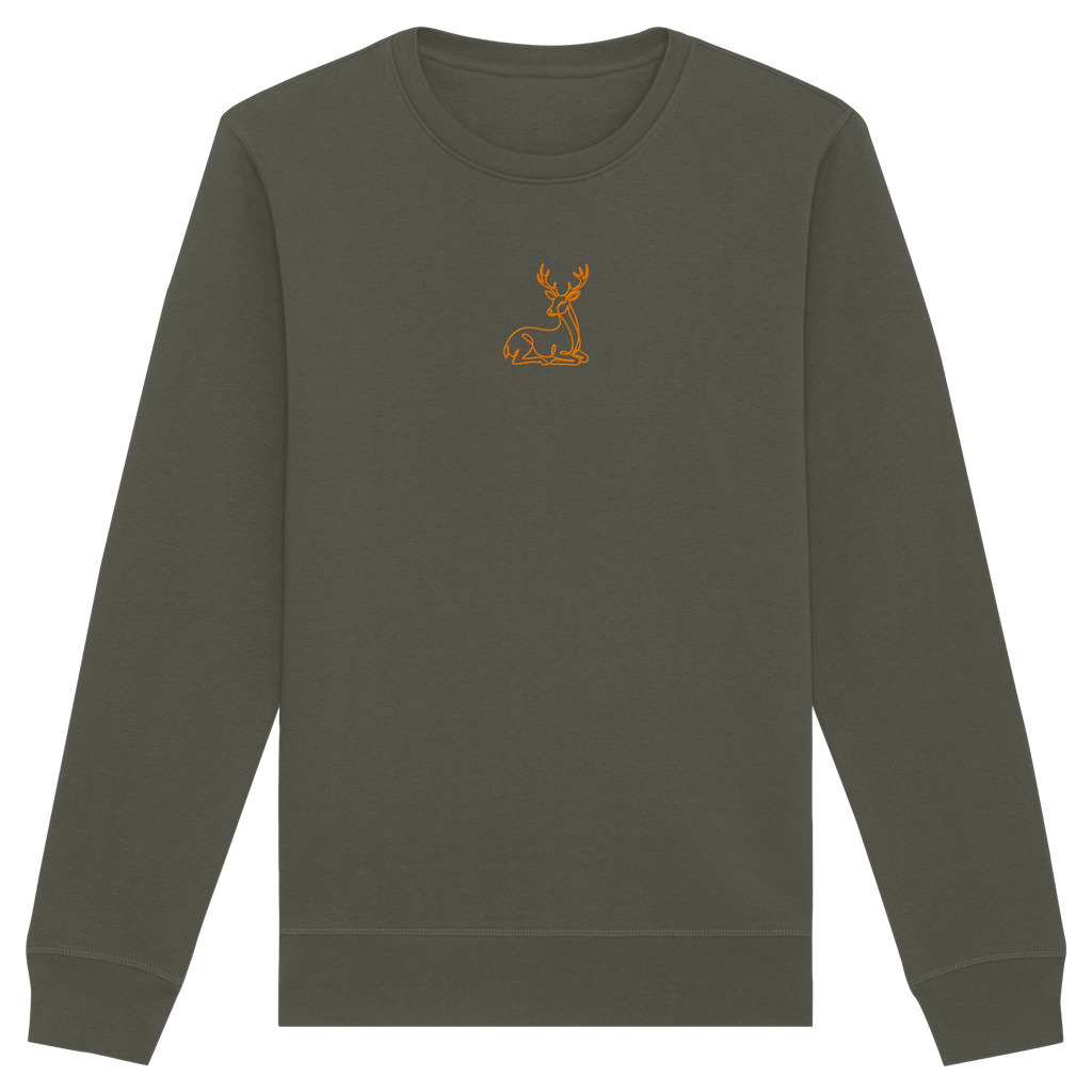 James Hunter - Nature and Beyond Sweatshirts Khaki / XS Resting Deer (embroidery) - Organic Basic Unisex Sweatshirt