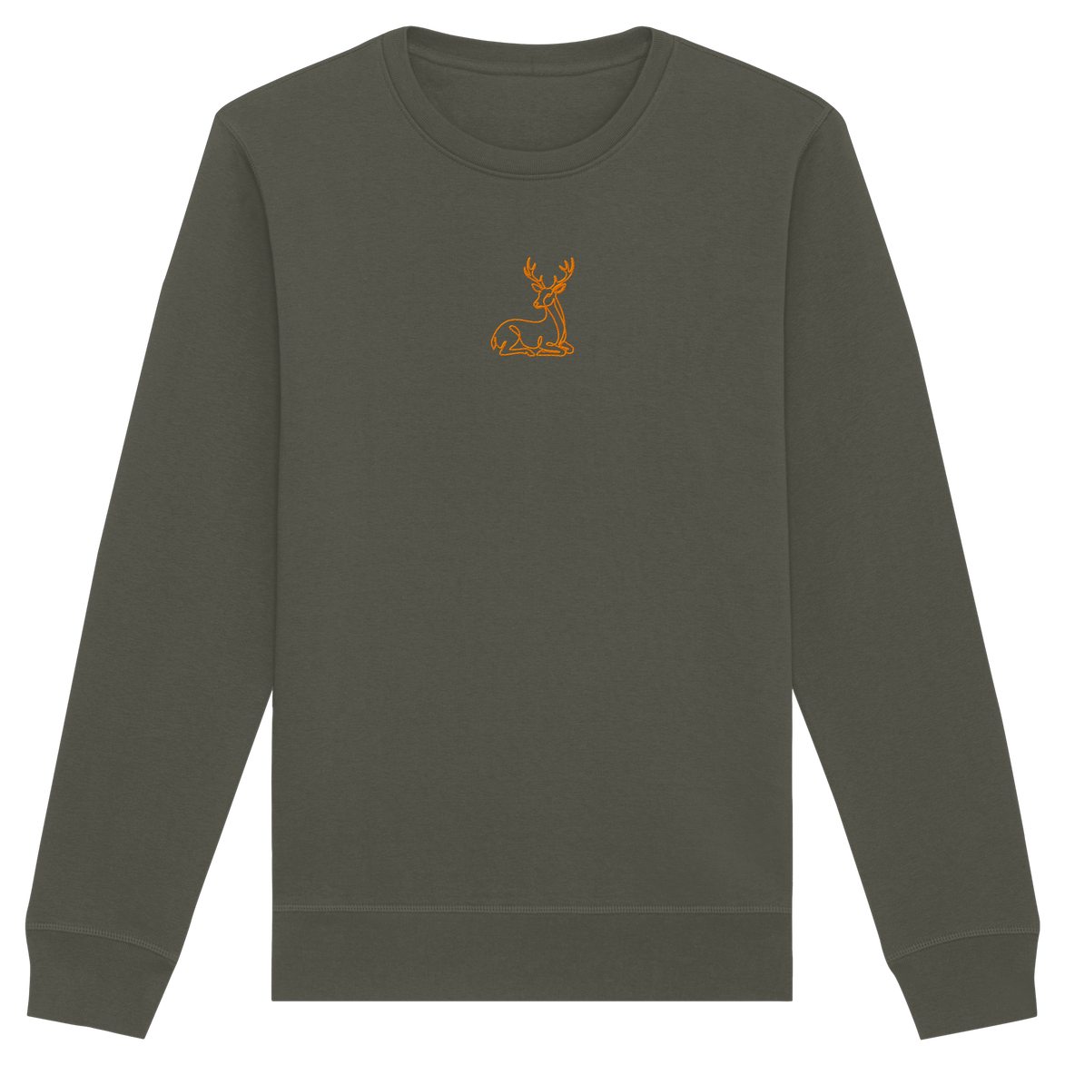 James Hunter - Nature and Beyond Sweatshirts Khaki / XS Resting Deer (embroidery) - Organic Basic Unisex Sweatshirt