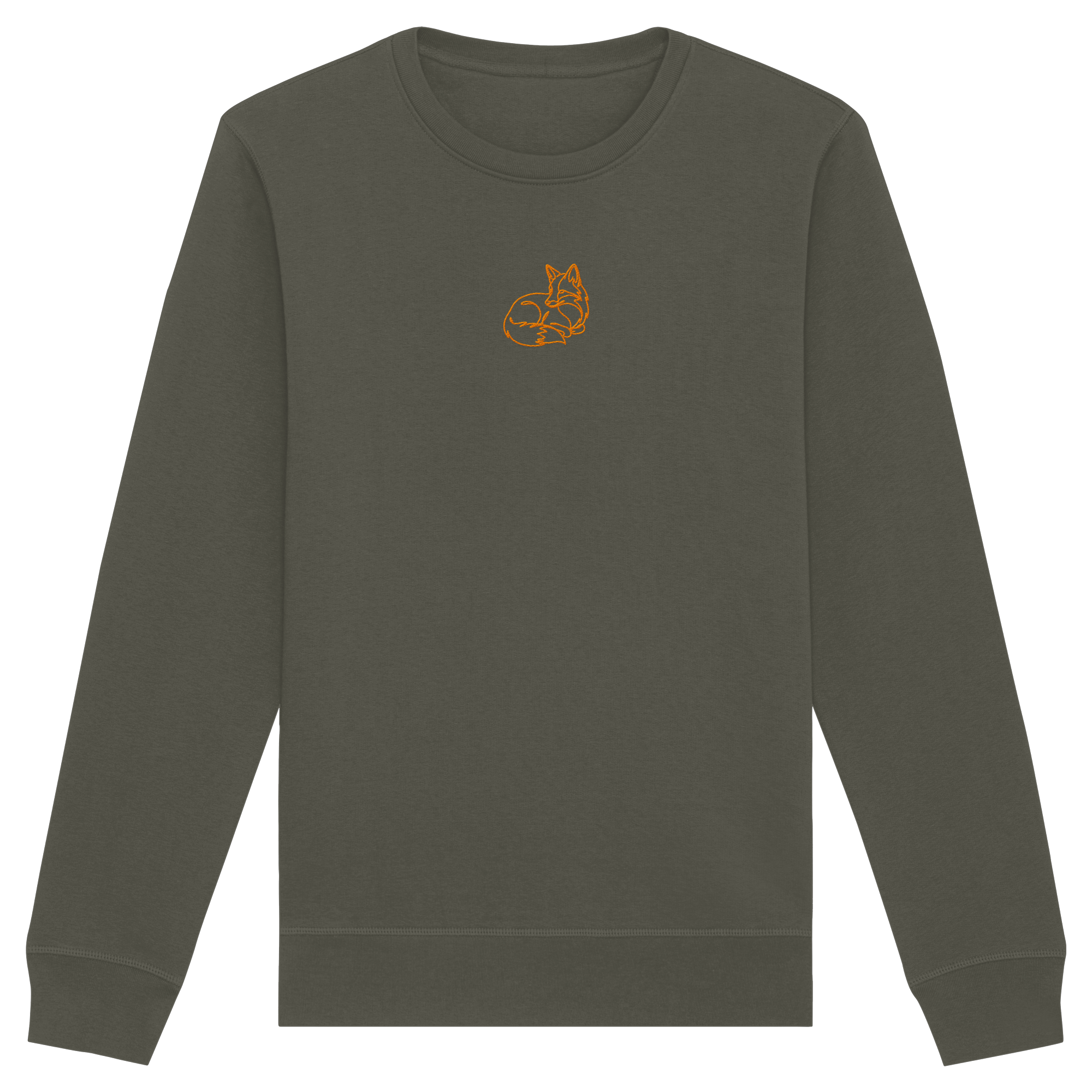James Hunter - Nature and Beyond Sweatshirts Khaki / XS Resting Fox (embroidery) - Organic Basic Unisex Sweatshirt