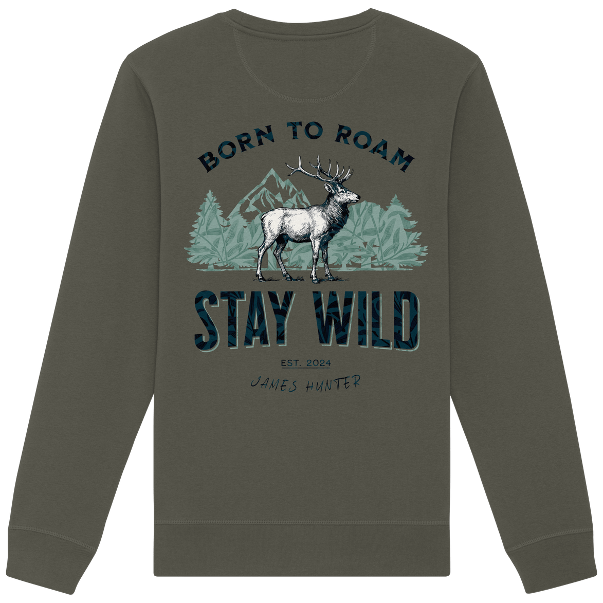 James Hunter - Nature and Beyond Sweatshirts Khaki / XS Stay Wild — Born to Roam - Organic Basic Unisex Sweatshirt