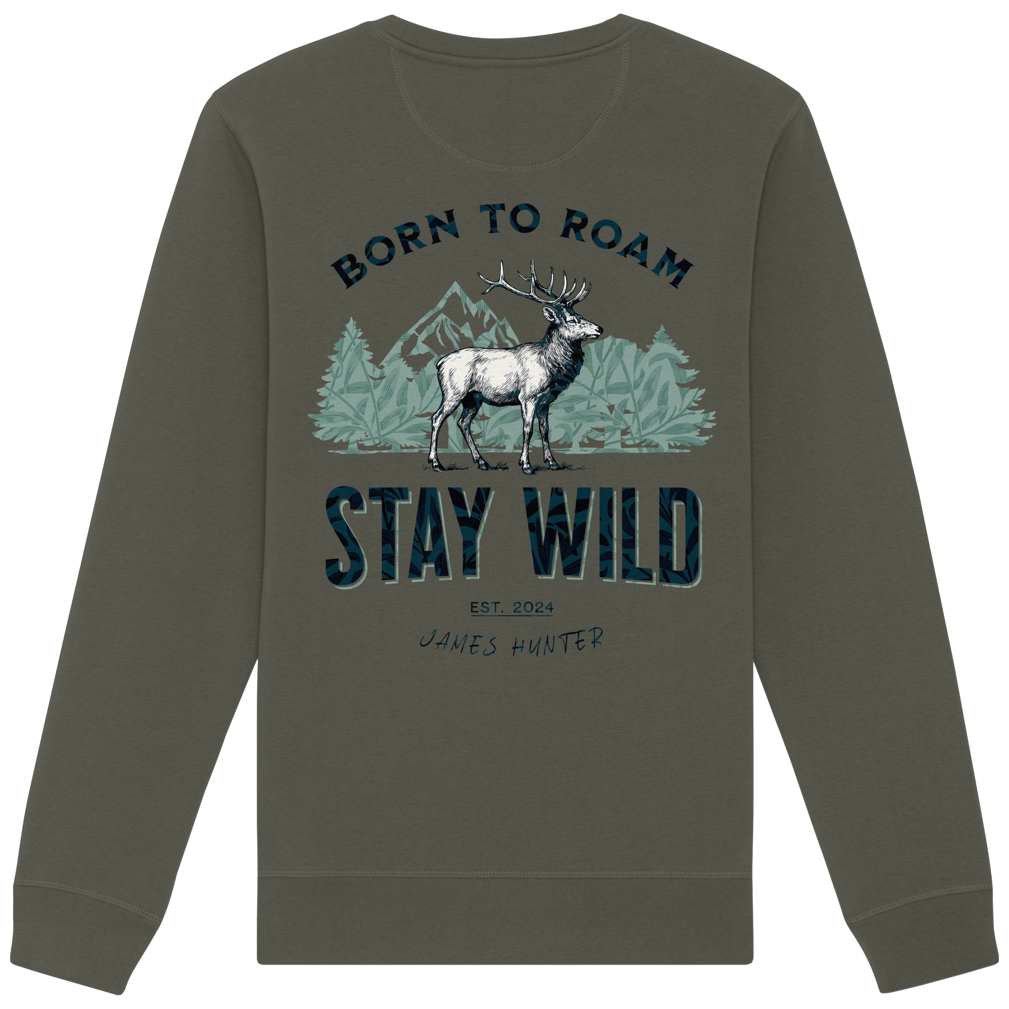 James Hunter - Nature and Beyond Sweatshirts Khaki / XS Stay Wild — Born to Roam - Organic Basic Unisex Sweatshirt