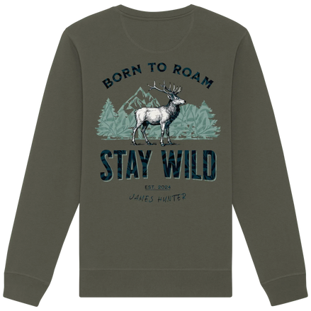 James Hunter - Nature and Beyond Sweatshirts Khaki / XS Stay Wild — Born to Roam - Organic Basic Unisex Sweatshirt