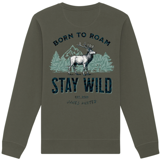 James Hunter - Nature and Beyond Sweatshirts Khaki / XS Stay Wild — Born to Roam - Organic Basic Unisex Sweatshirt