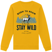 James Hunter - Nature and Beyond Sweatshirts Spectra Yellow / XS Stay Wild — Born to Roam - Organic Basic Unisex Sweatshirt
