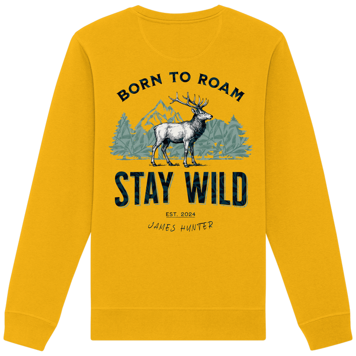 James Hunter - Nature and Beyond Sweatshirts Spectra Yellow / XS Stay Wild — Born to Roam - Organic Basic Unisex Sweatshirt