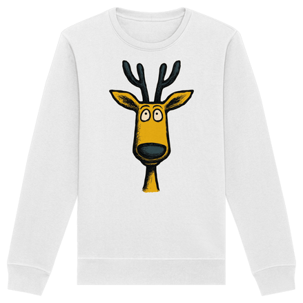 James Hunter - Nature and Beyond Sweatshirts White / XS Deer Caricature - Organic Basic Unisex Sweatshirt