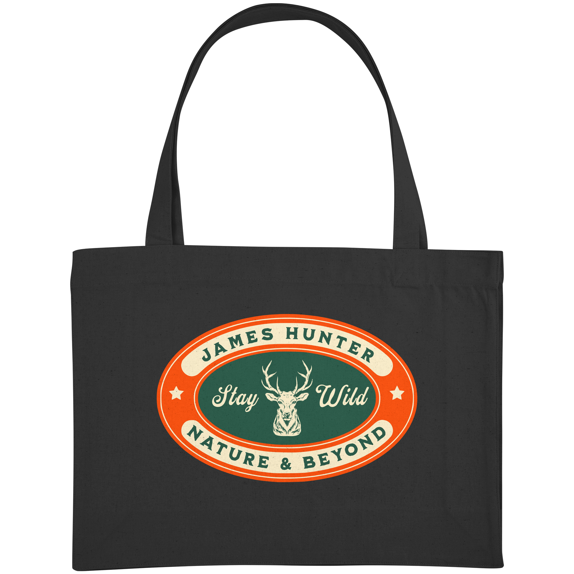 James Hunter - Nature and Beyond Taschen Black / ca. 49x37 Stay Wild - Organic Shopping-Bag