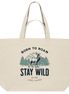 James Hunter - Nature and Beyond Taschen Natural Raw / ca. 49x37 Stay Wild — Born to Roam - Organic Shopping-Bag