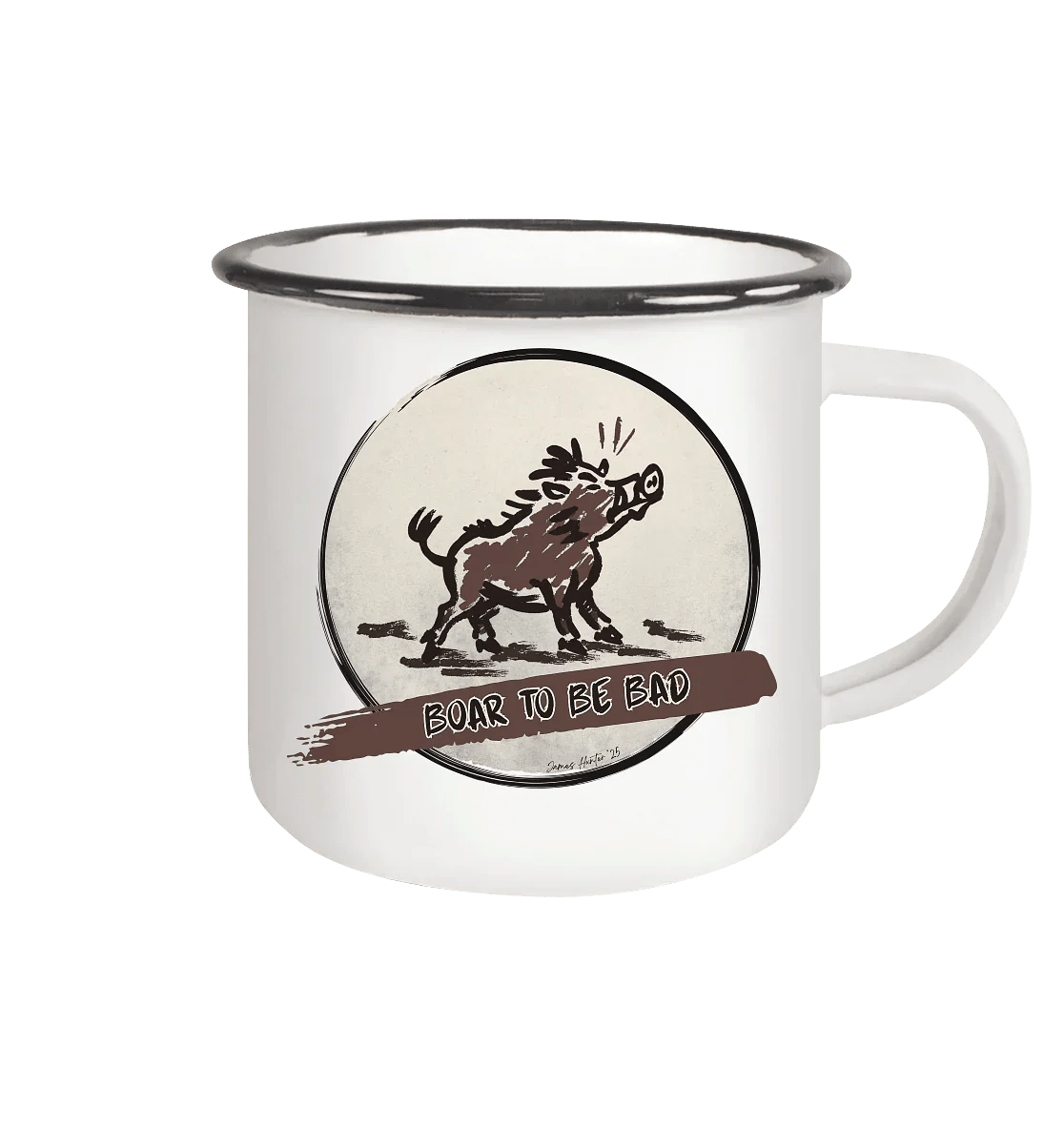 James Hunter - Nature and Beyond Trinkgefäße White / 300ml Boar to be Bad - Emaille Tasse (Black)