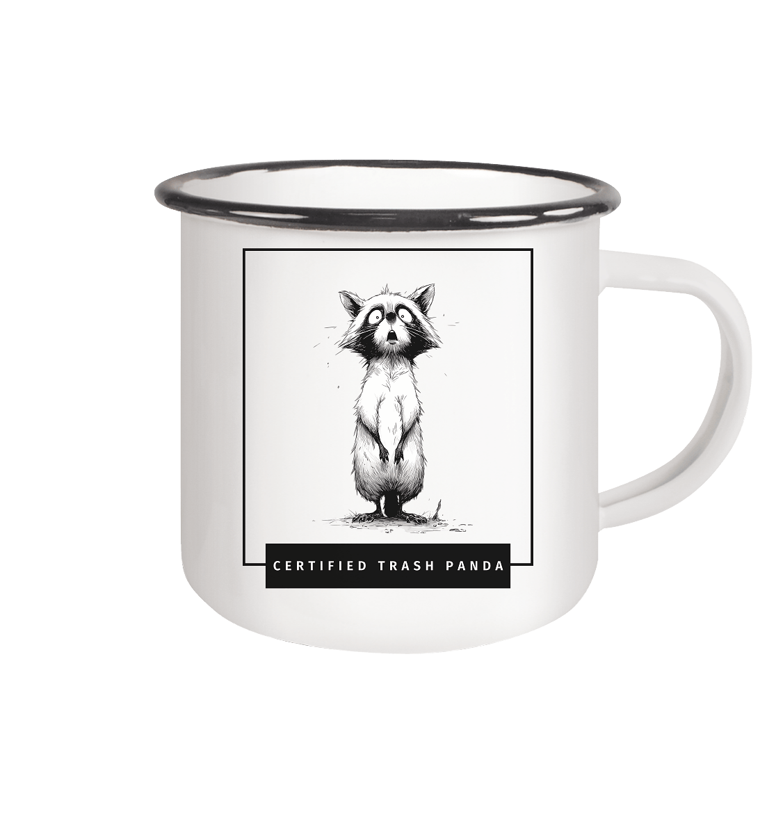James Hunter - Nature and Beyond Trinkgefäße White / 300ml Certified Trash Panda - Emaille Tasse (Black)